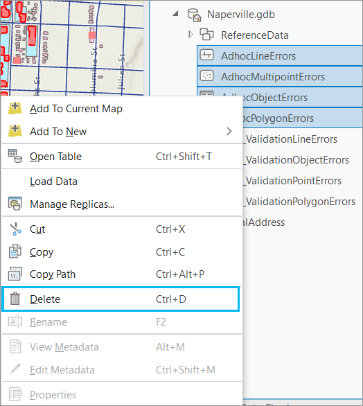 Eliminar tablas de errores de Ejecutar comprobaciones de datos