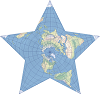 Un ejemplo de la proyección de mapa de estrella de Berghaus