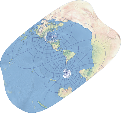 Ejemplo de la proyección Mercator oblicua de Hotine