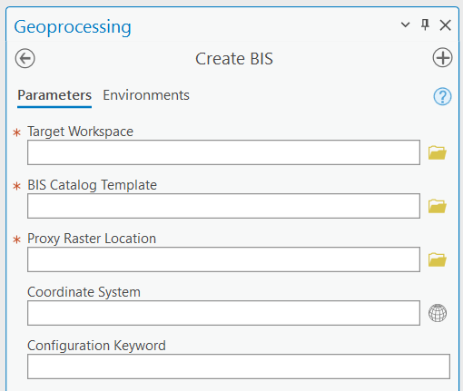 Create BIS tool Parameters tab