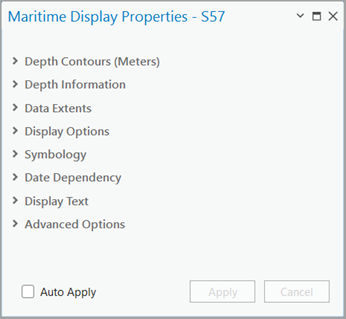 Maritime Display Properties pane with the name of the selected layer