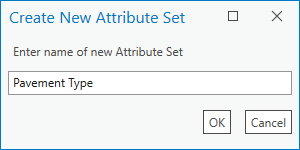 Cuadro de diálogo Crear nuevo set de atributos con un nombre de set de atributos proporcionado por el usuario