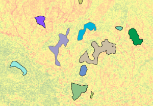 Regiones mostradas sobre una superficie de coste
