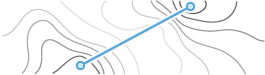 Dos puntos en una superficie conectados con una línea recta