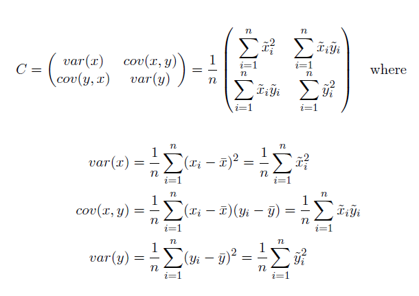 Cálculos matemáticos detrás de la herramienta Elipse de desviación estándar