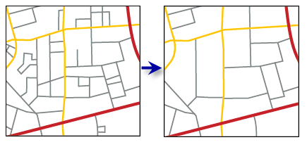 Ilustración de la herramienta Simplificar red de carreteras