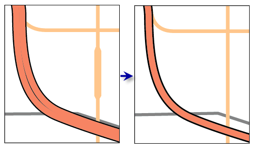 Ilustración de la herramienta Fusionar carreteras divididas