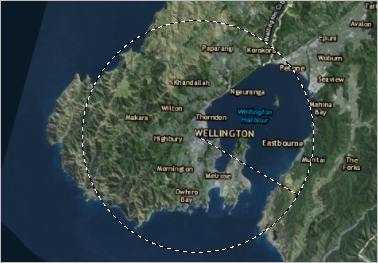 Cercle tracé sur la fenêtre cartographique