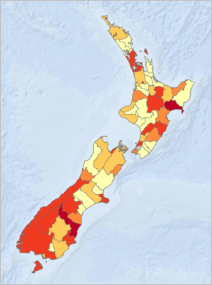 Carte avec une symbologie de couleurs graduées