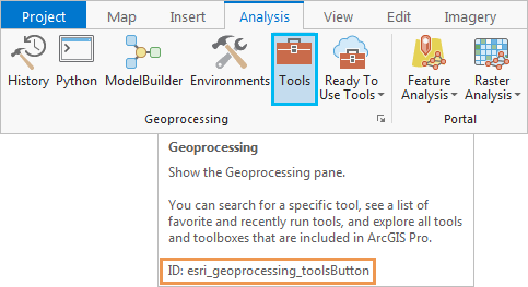 ID de commande affiché dans l’info-bulle du bouton Tools (Outils) de l’onglet Analysis (Analyse)