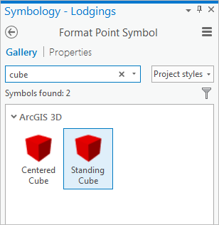 Symbole Cube constant sélectionné dans la bibliothèque de symboles