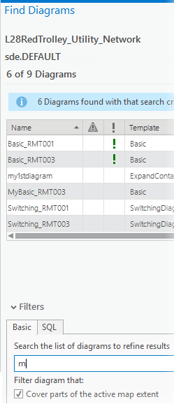 Affiner la liste Rechercher des diagrammes avec une lettre