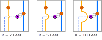 Mark crossing edges (Marquer les tronçons en intersection) - Circular Arc Radius (Rayon d’arc de cercle)