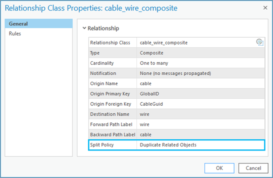 Relationship class properties (Propriétés de la classe de relations)