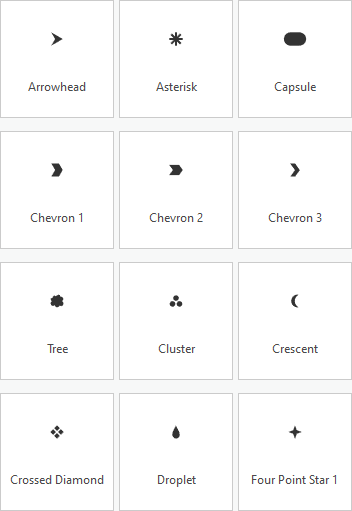 Un échantillon de 12 nouveaux symboles ponctuels