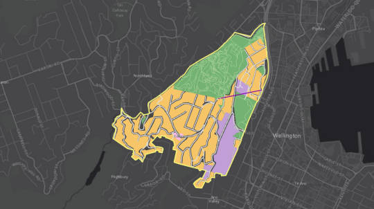 Vue cartographique de la périphérie de Kelburn