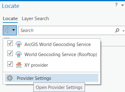 Option Provider Settings (Paramètres des fournisseurs)