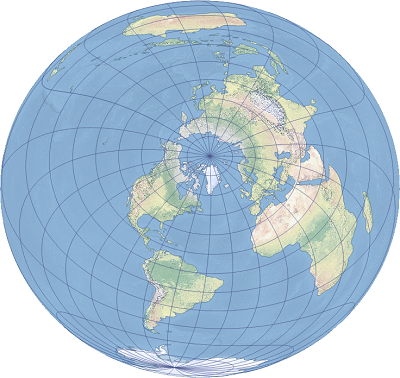 Exemple de projection équidistante deux points