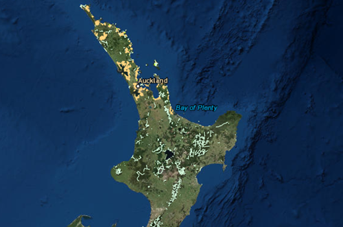 Carte de l'île Nord de la Nouvelle-Zélande