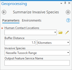 Outil web dans la fenêtre Geoprocessing (Géotraitement)