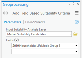 Add Field Based Suitability Criteria (Ajouter des critères d’adéquation basés sur les champs)