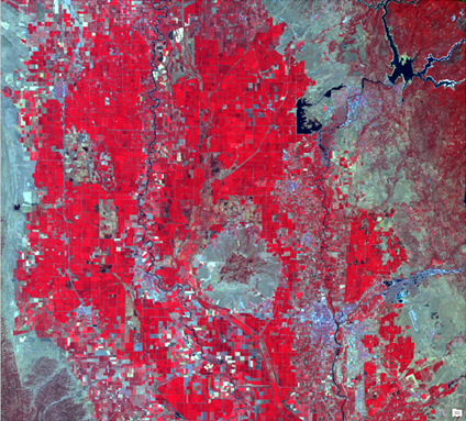 Canaux infrarouge, rouge et vert rendus sous forme de raster RVB.