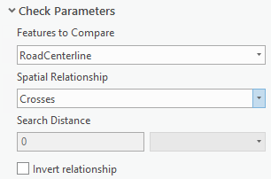 Fenêtre New Feature on Feature Rule (Nouvelle règle entité sur entité) - section Check Parameters (Paramètres de vérification)