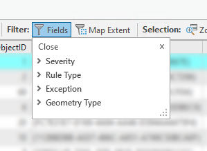 Fields filter options