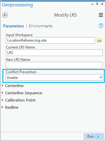 Modify LRS tool, Conflict Prevention enabled