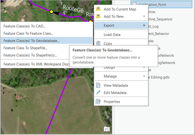 Export a feature class using the Export command