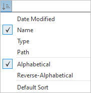 Liste déroulante des options de tri