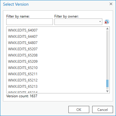Select Version dialog box