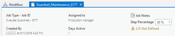 Job summary and status information displayed in the Workflow Manager (Classic) job view