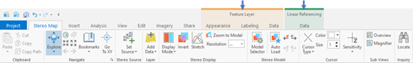 Feature Layer and Linear Referencing contextual tabs