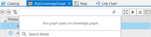 Cliquez sur Query Mode (Mode de requête) en bas du contrôle de recherche pour interroger le graphe de connaissances.