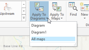 Liste déroulante Apply To Diagrams (Appliquer aux diagrammes) dans l’onglet Data (Données) de l’ensemble d’onglets