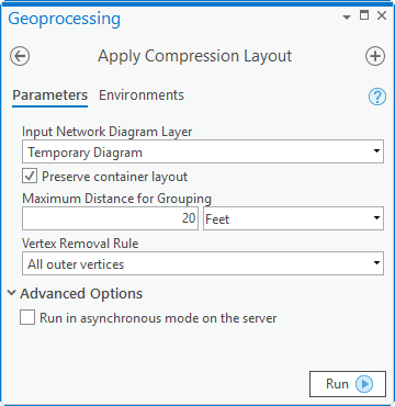 Paramètres de l’outil Appliquer la mise en page de compression