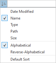 Liste déroulante des options de tri