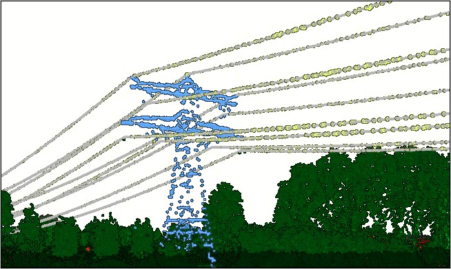 Illustration de l’outil Extraire les lignes à haute tension d’un nuage de points