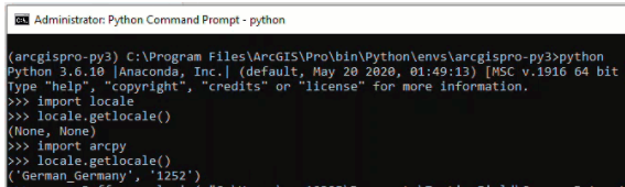 Invite de commande Python dans un système d’exploitation allemand