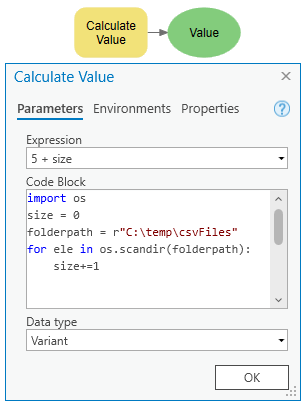 Utilisation des paramètres Expression et Bloc de code