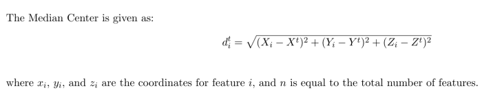 Equation devant être minimisée par l'algorithme Centre médian