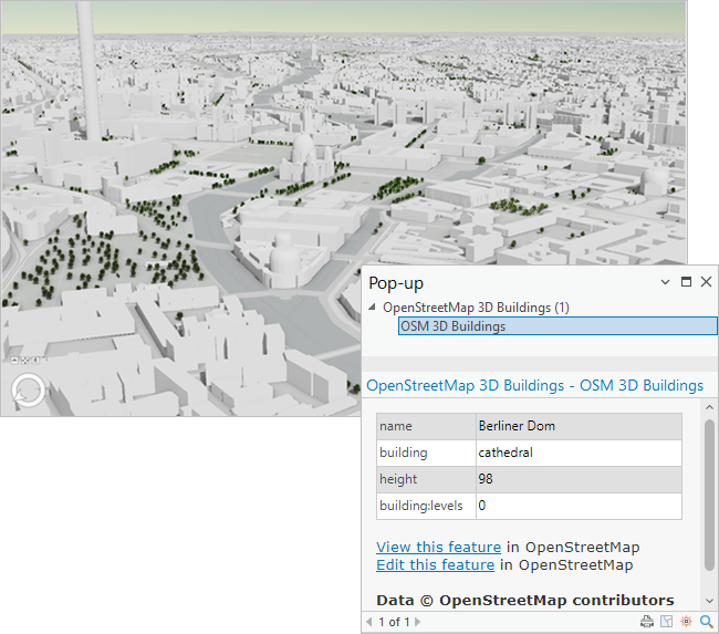 Scène avec des bâtiments et des arbres à Berlin et une fenêtre contextuelle pour la cathédrale de Berlin