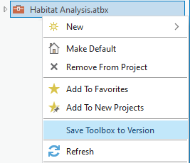 Save Toolbox to Version (Enregistrer une boîte à outils dans la version)