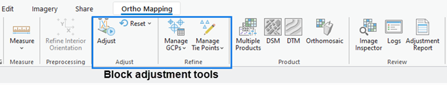 Outils d'ajustement de bloc d’orthocartographie