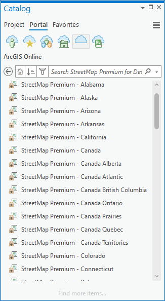 Paquetages de cartes mobiles disponibles dans le groupe StreetMap Premium for Desktop – North America