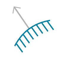 Exemple de l’option de règle Curved Parallel Ticks (Croisillons parallèles courbes)