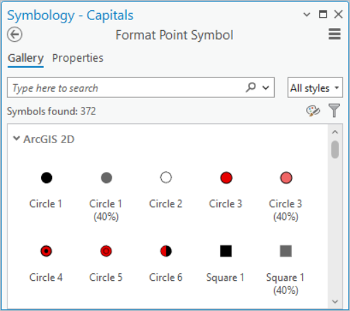 Mode Format Symbol (Formater le symbole) de la fenêtre Symbology (Symbologie)