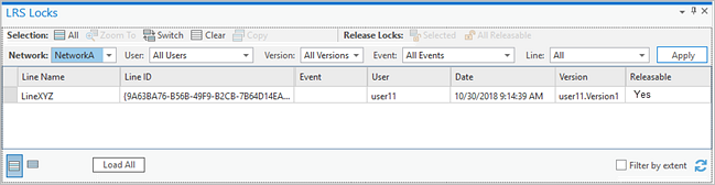 Table LRS Locks (Verrous LRS)