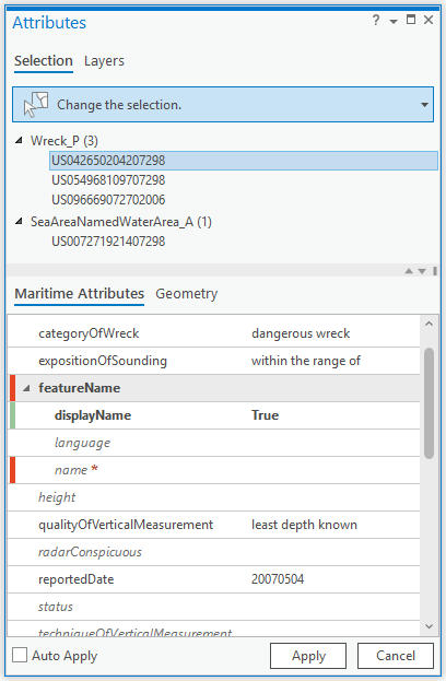 Maritime Attribute tab status visualization